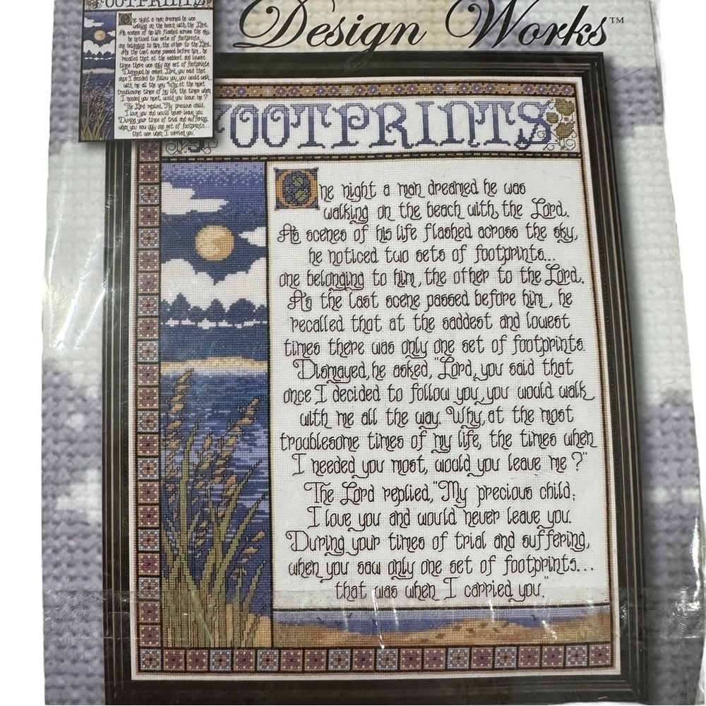 Design Works 9616 Footprints Cross Stitch Pattern 16x20” (When Completed) NIP